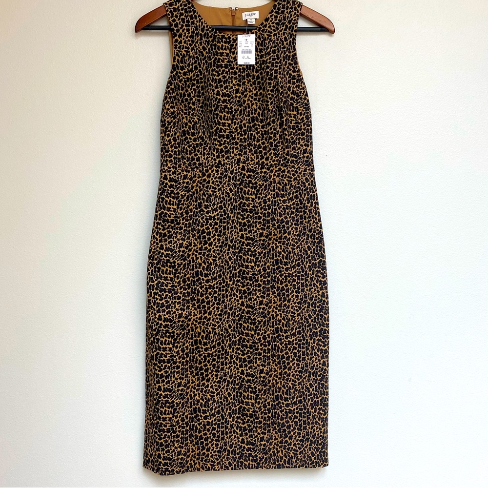 Brand new w/tags JCrew Factory sleeveless Leopard Sheath dress.  Size 0